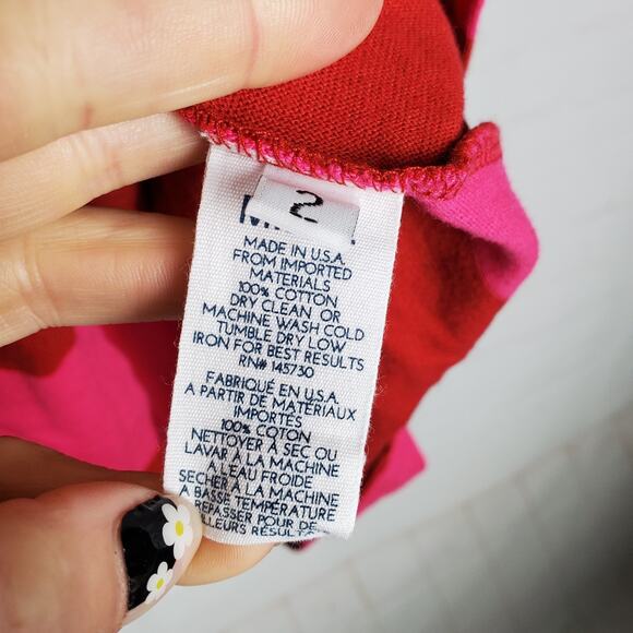 MDS Stripes Knit Tiered Button Front Maxi Skirt Size 2/M Pink Red Cotton Pockets - Picture 10 of 14